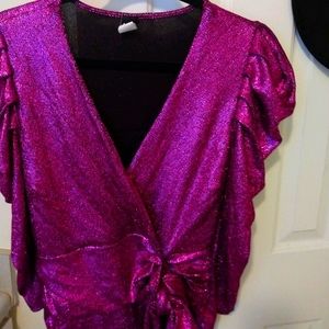 Sequin Wrap Bodysuit Blouse